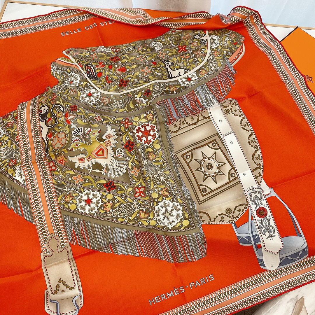 에르메스 Hermes 스카프 오렌지 90cm