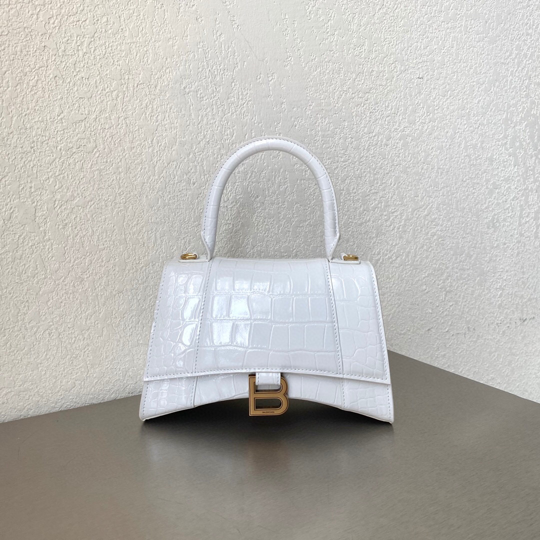 발렌시아가 Balenciaga 5935461 Hourglass 스몰 핸드백 화이트 23cm