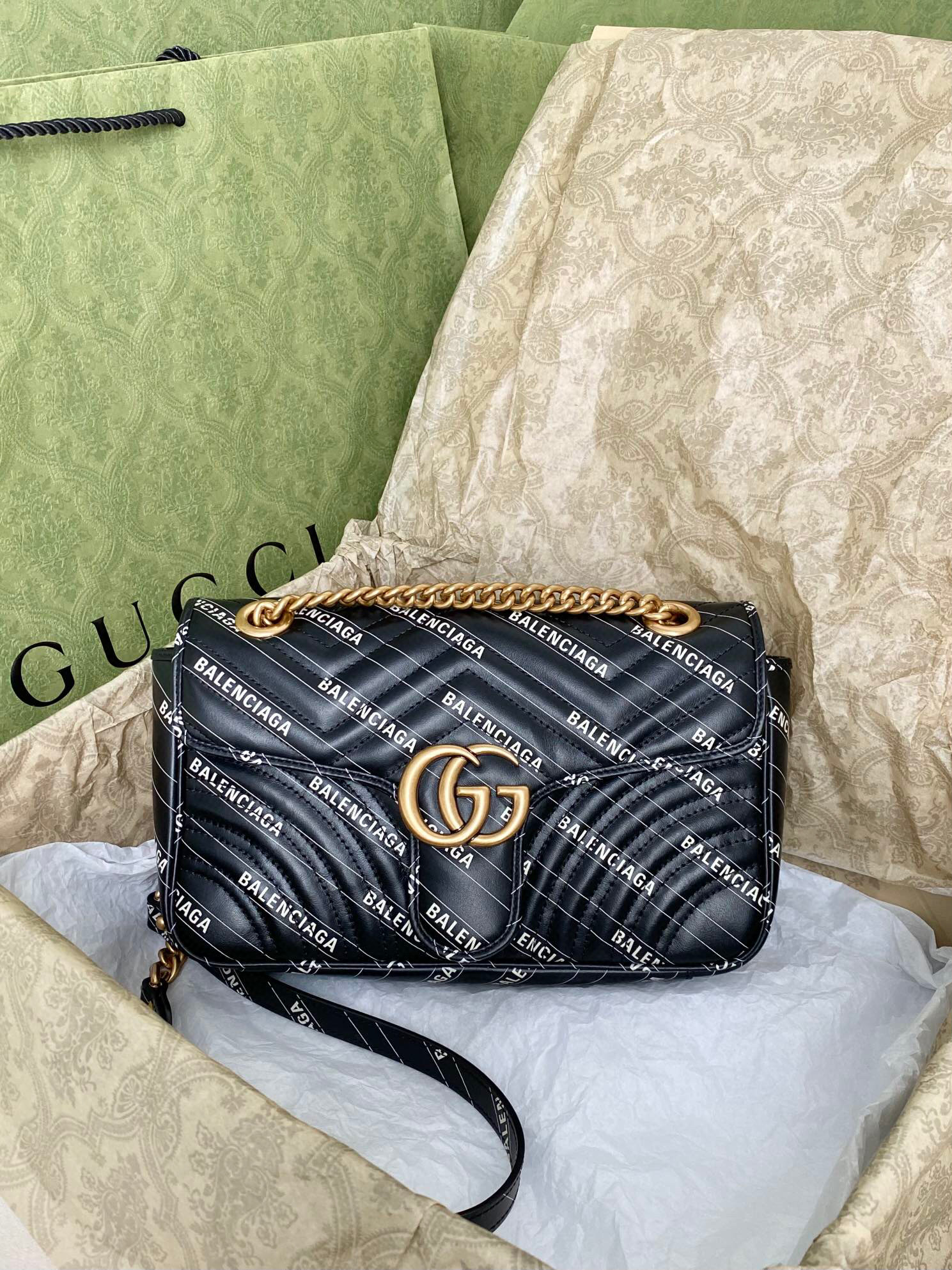 구찌 Gucci X Balenciaga 443497 [GG 마몽] 해커 프로젝트 스몰 핸드백 26cm