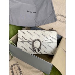 구찌 Gucci x Balenciaga 400249 Dionysus [디오니서스] 해커 프로젝트 스몰 핸드백 블랙 레더 28cm