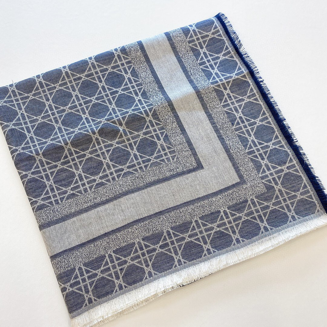 디올 Dior CANNAGE 스카프 블루 140cm