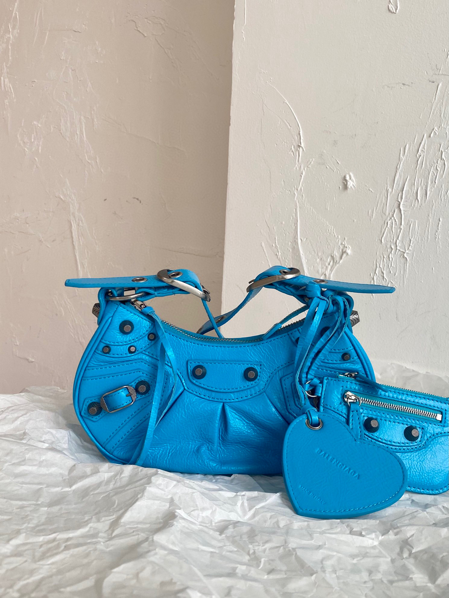 발렌시아가 Balenciaga LE CAGOLE XS 숄더 백 671309 블루