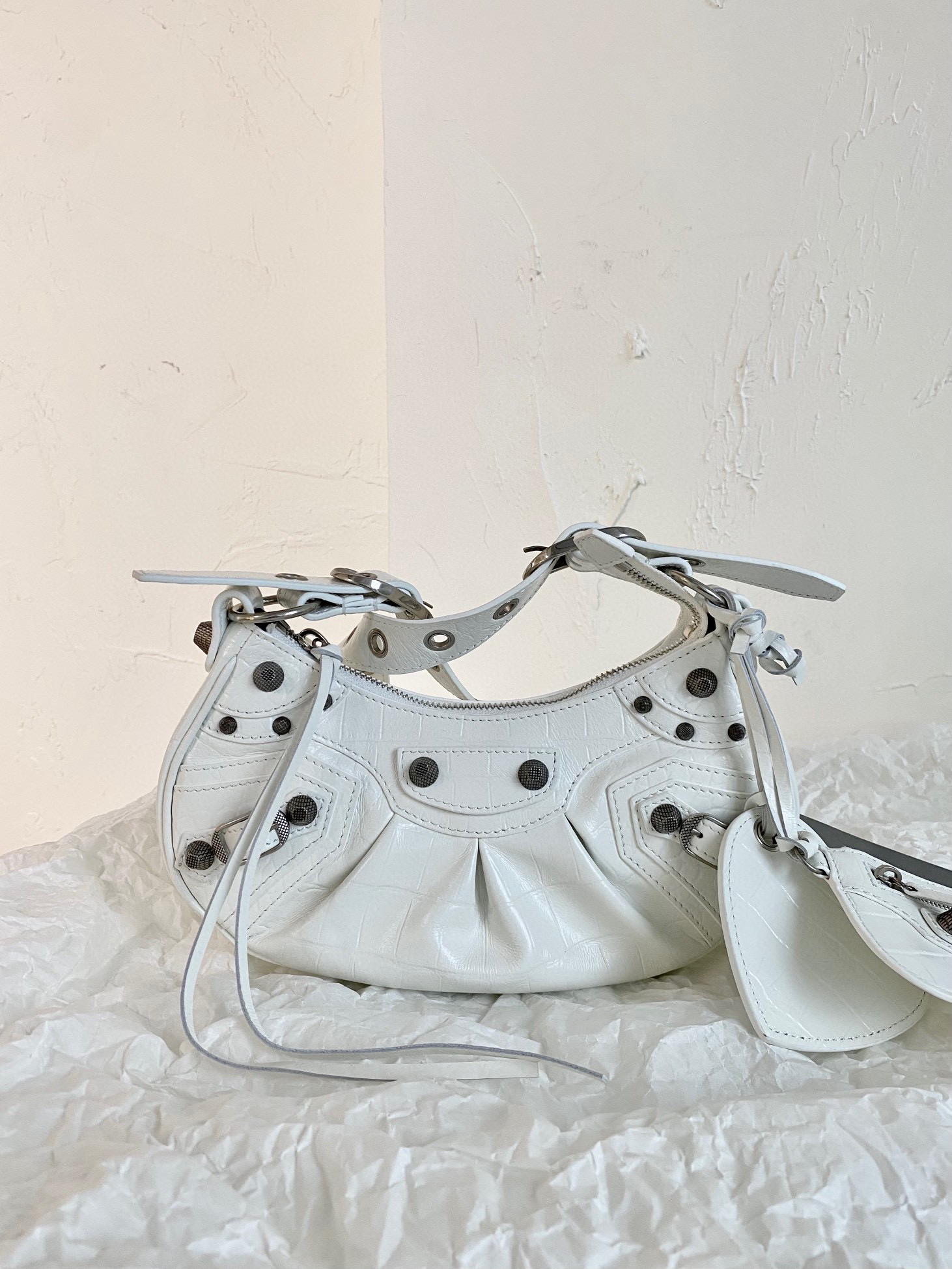 발렌시아가 Balenciaga LE CAGOLE XS 숄더 백 671309 화이트