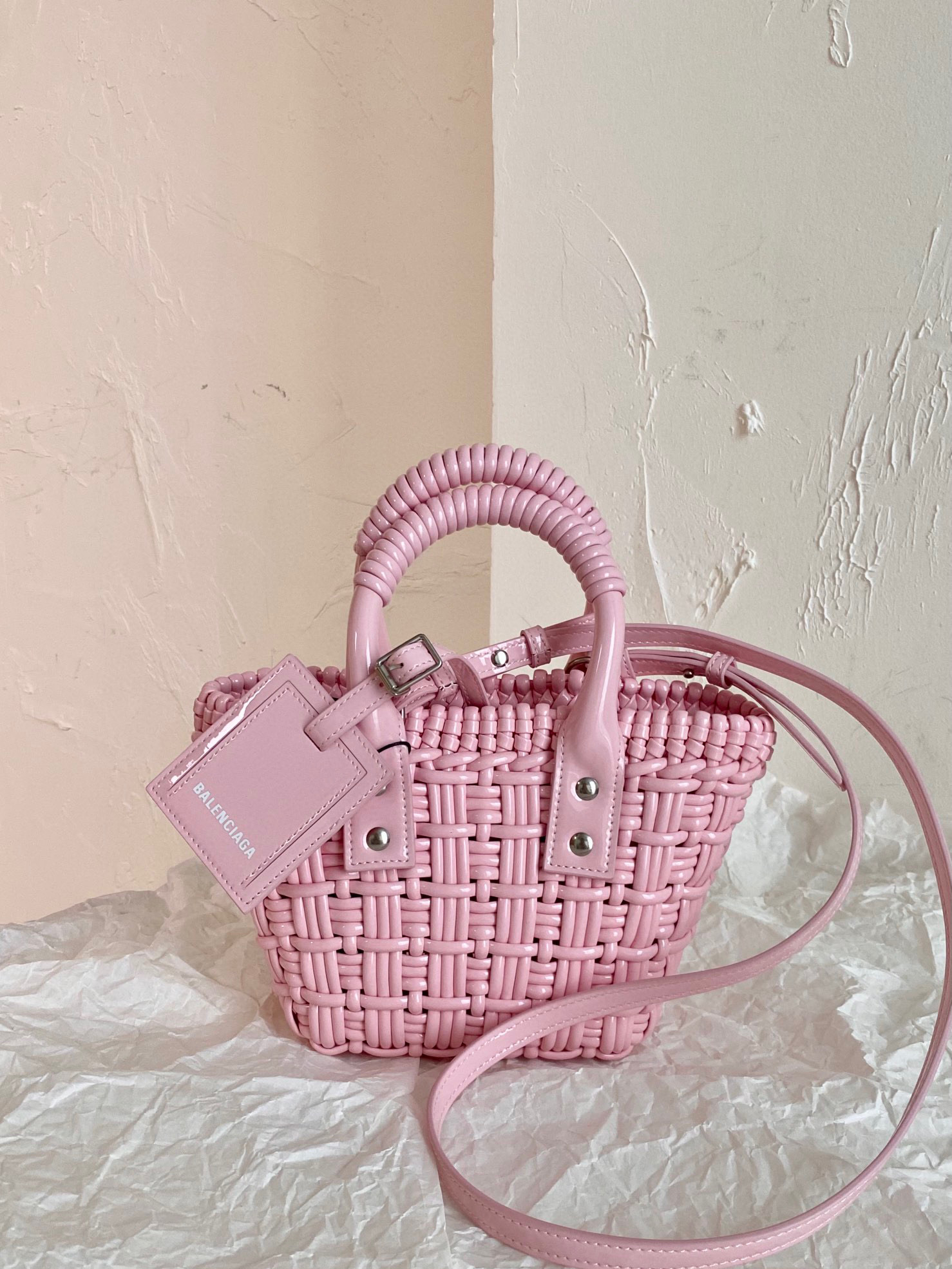 발렌시아가 Balenciaga BISTRO XXS 스트랩 678028 분홍색