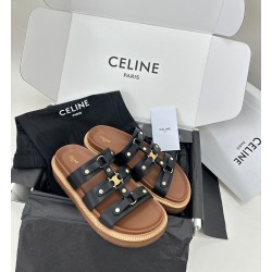 셀린느 CELINE 스웨이드 카프스킨 슬라이드 티피 탄