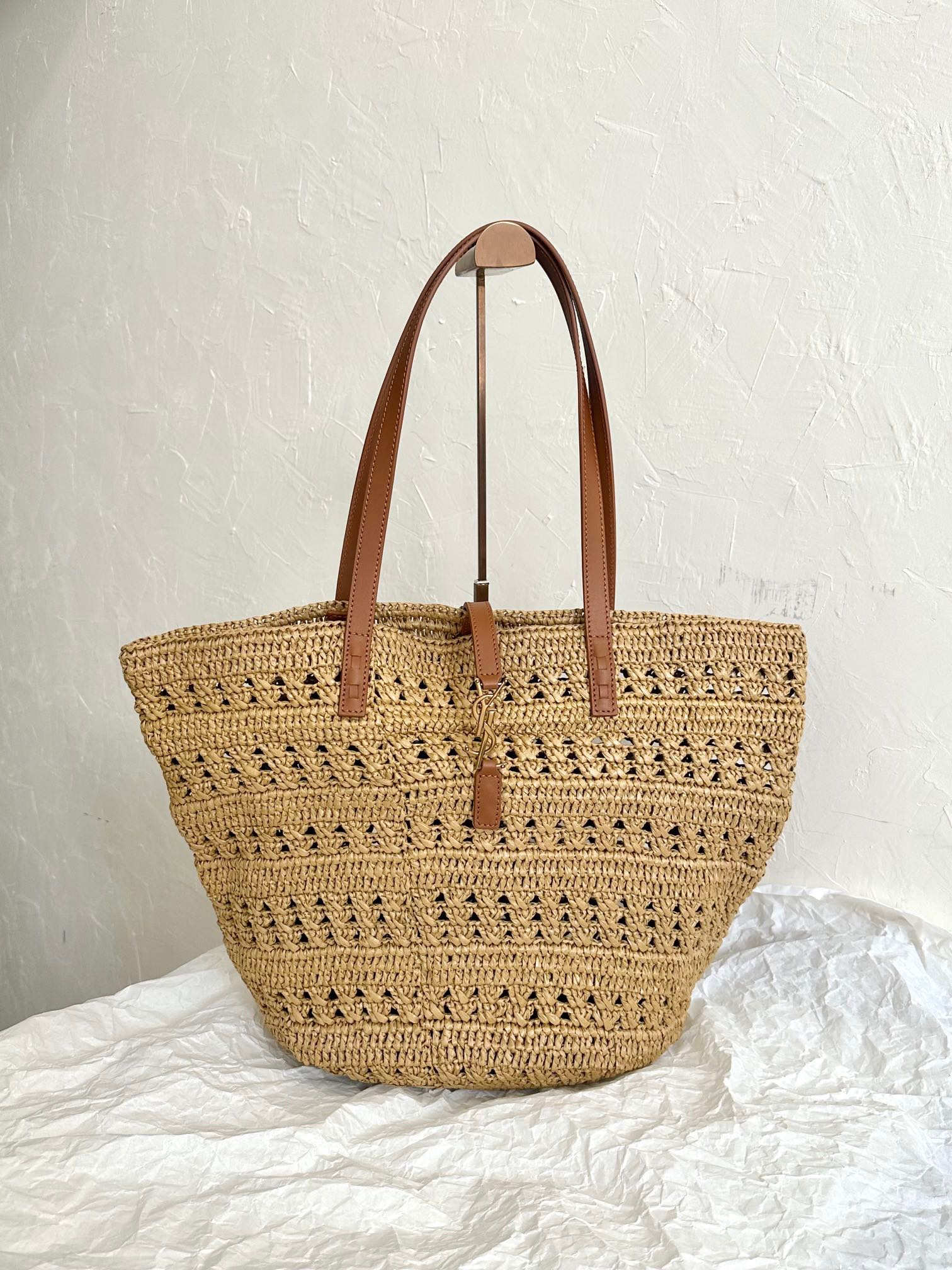 생로랑 Saint laurent/YSL 761457  파니에 미디움 백 라피아 내츄럴 50CM