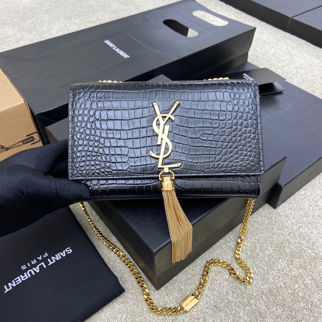 생로랑 Saint laurent/YSL 377628 KATE TASSEL IN CROCODILE-EMBOSSED LEATHER 20CM