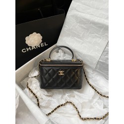 샤넬 CHANEL AP2199 체인 코스메틱 케이스 램스킨 & 골드 메탈 블랙 16.5CM