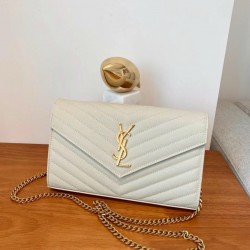 생로랑 Saint laurent/YSL 377828 그랑 드 뿌드르 엠보스드 레더 카산드라 마틀라세 체인 지갑 22CM