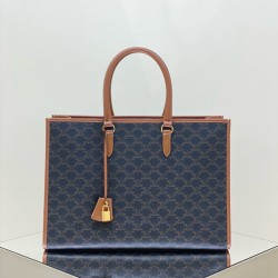 셀린느 Celine 197912 Cabas Tote 트리옹프 캔버스 & 카프스킨 호리존탈 카바스 탄 43CM