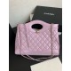 샤넬 CHANEL AS4854 24S 쇼핑백 샤이니 램스킨 & 골드 메탈 라이트 36CM