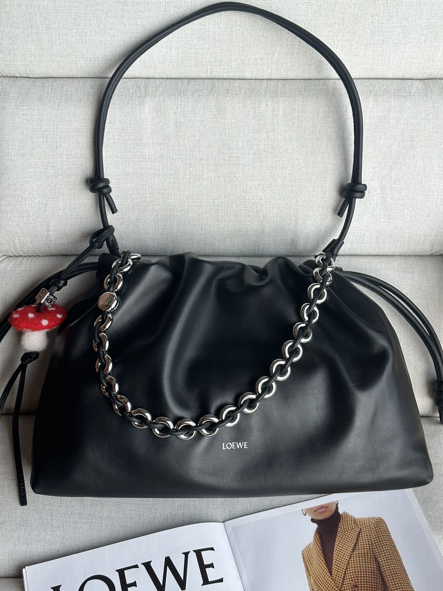 로에베 Loewe Flamenco Purse 1776 클러치 Black 41cm