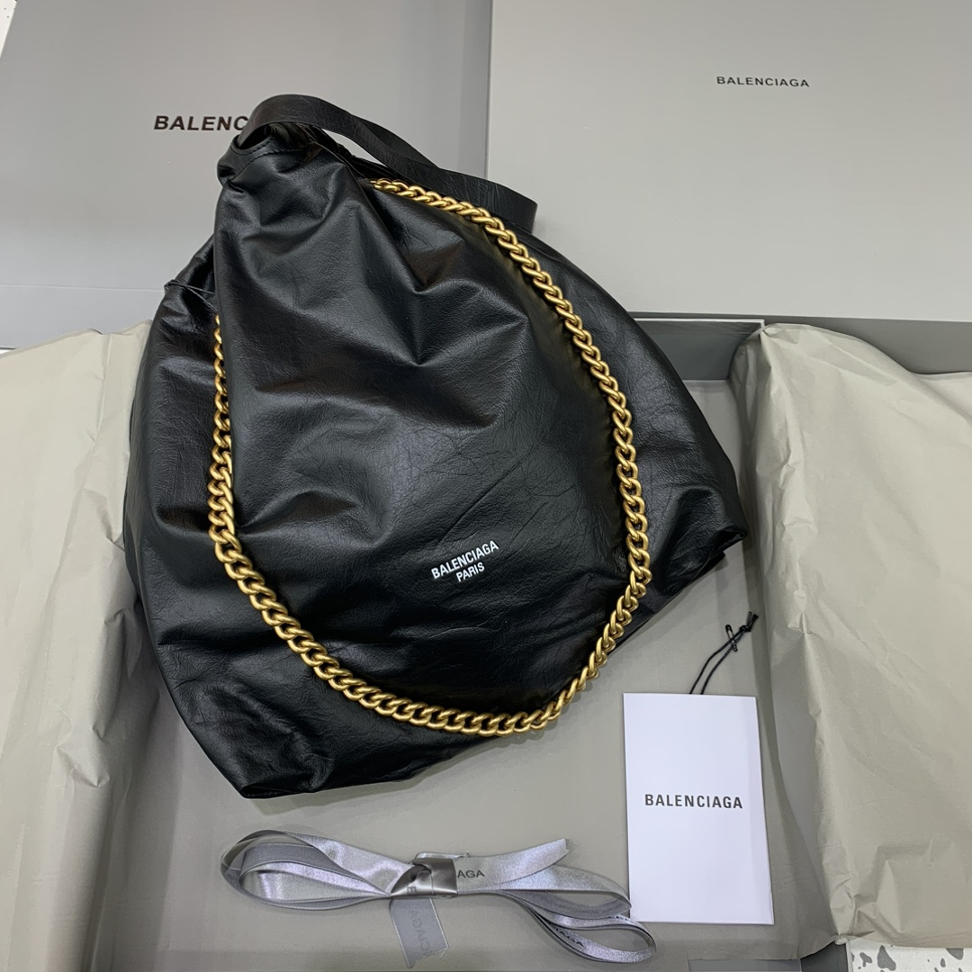 발렌시아가 Balenciaga 742941 Crush Large Tote Bag Black