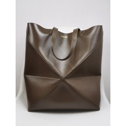 로에베 Loewe 1761 Large Puzzle Fold Tote In Shiny Calfskin Umber 42cm