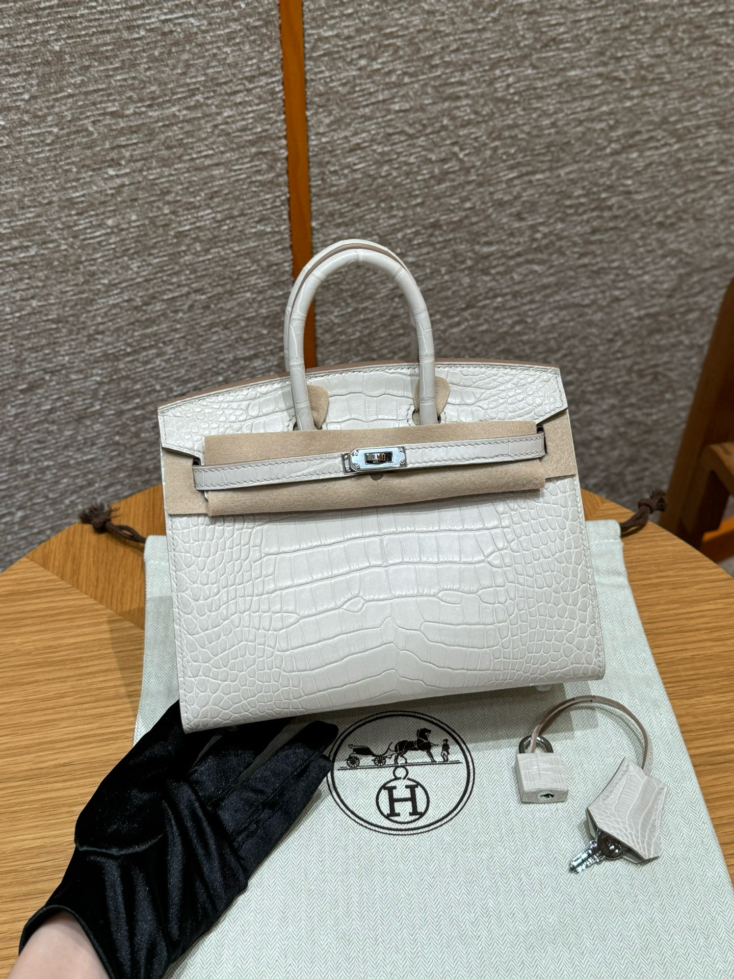 에르메스 Hermes Birkin 20cm Matte Alligator 8L Beton/silver