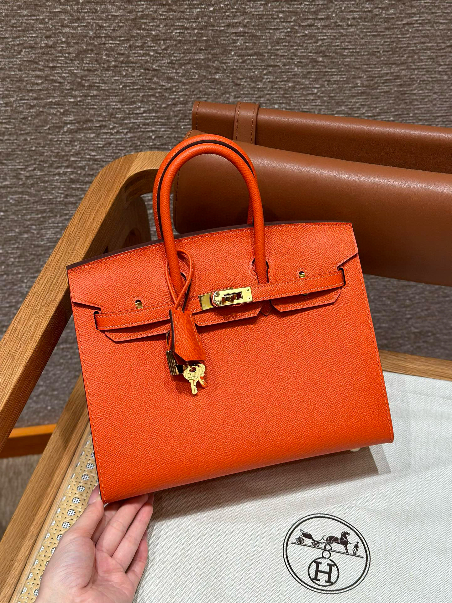 에르메스 Hermes Birkin 25cm Epsom 93 Orange/gold
