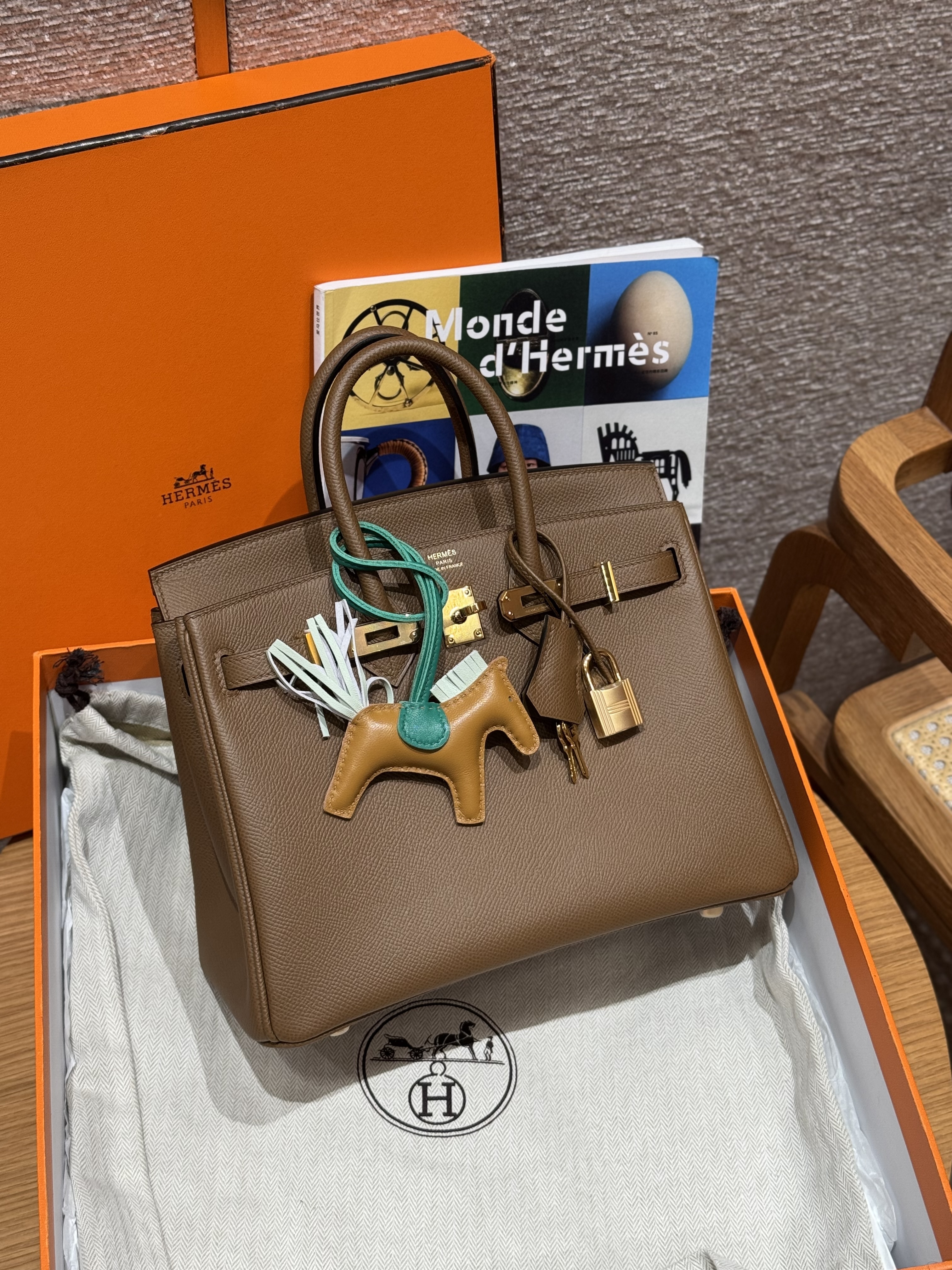 에르메스 Hermes Birkin 25cm Epsom Retourne 3G Alezan/gold