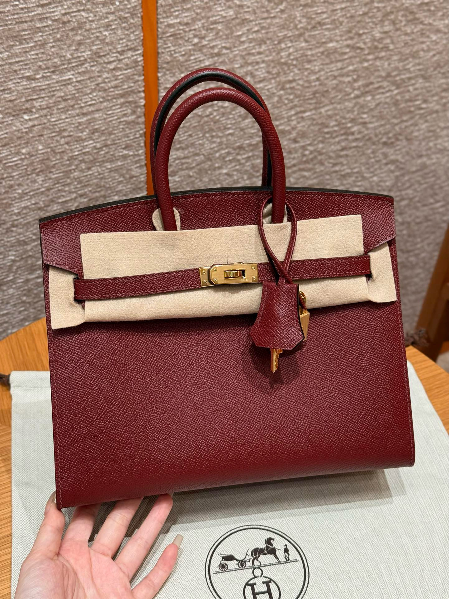 에르메스 Hermes Birkin 25cm Epsom sellier 55 Rouge H/gold