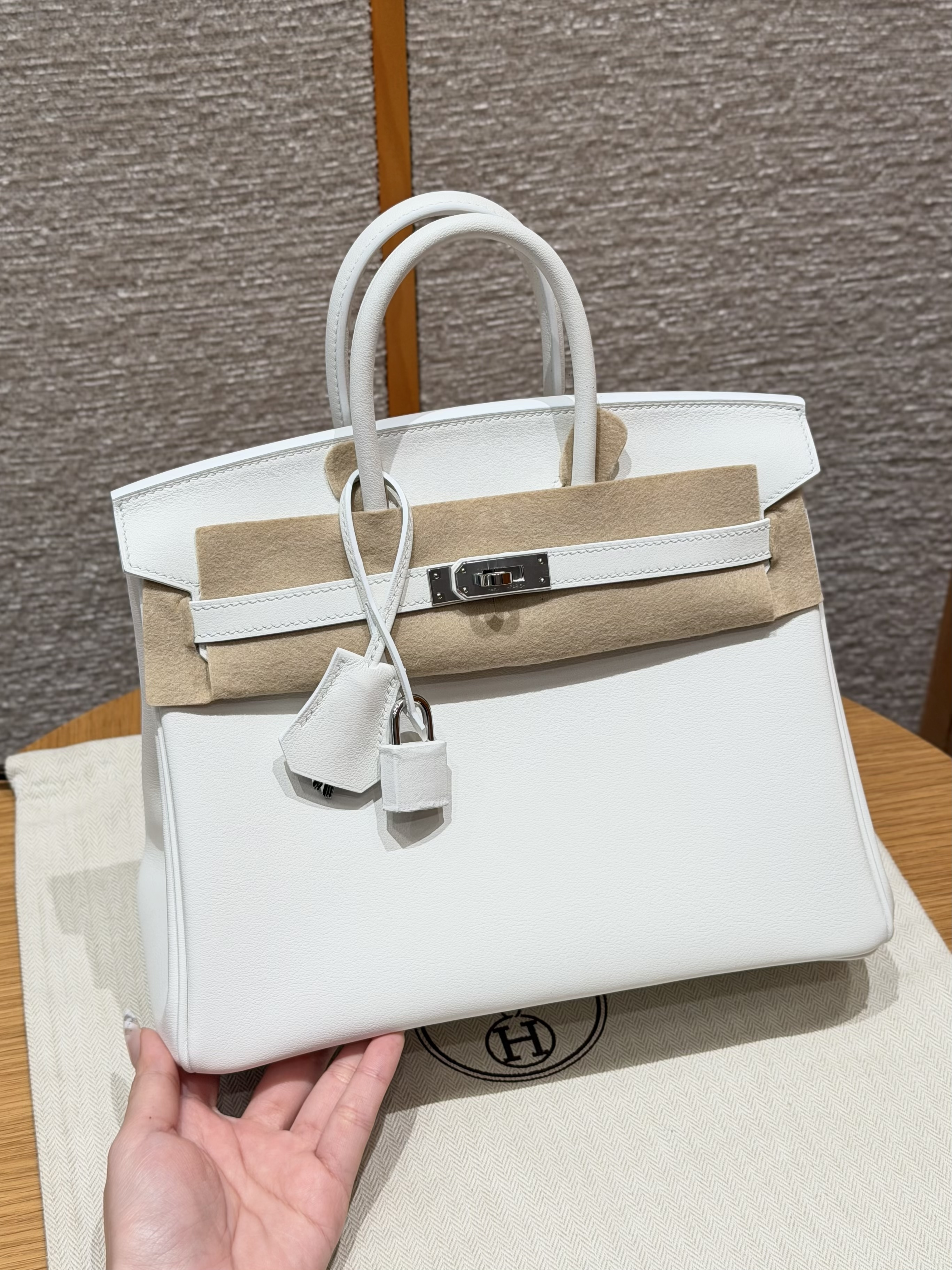에르메스 Hermes Birkin 25cm Swift 01 Blanc/silver