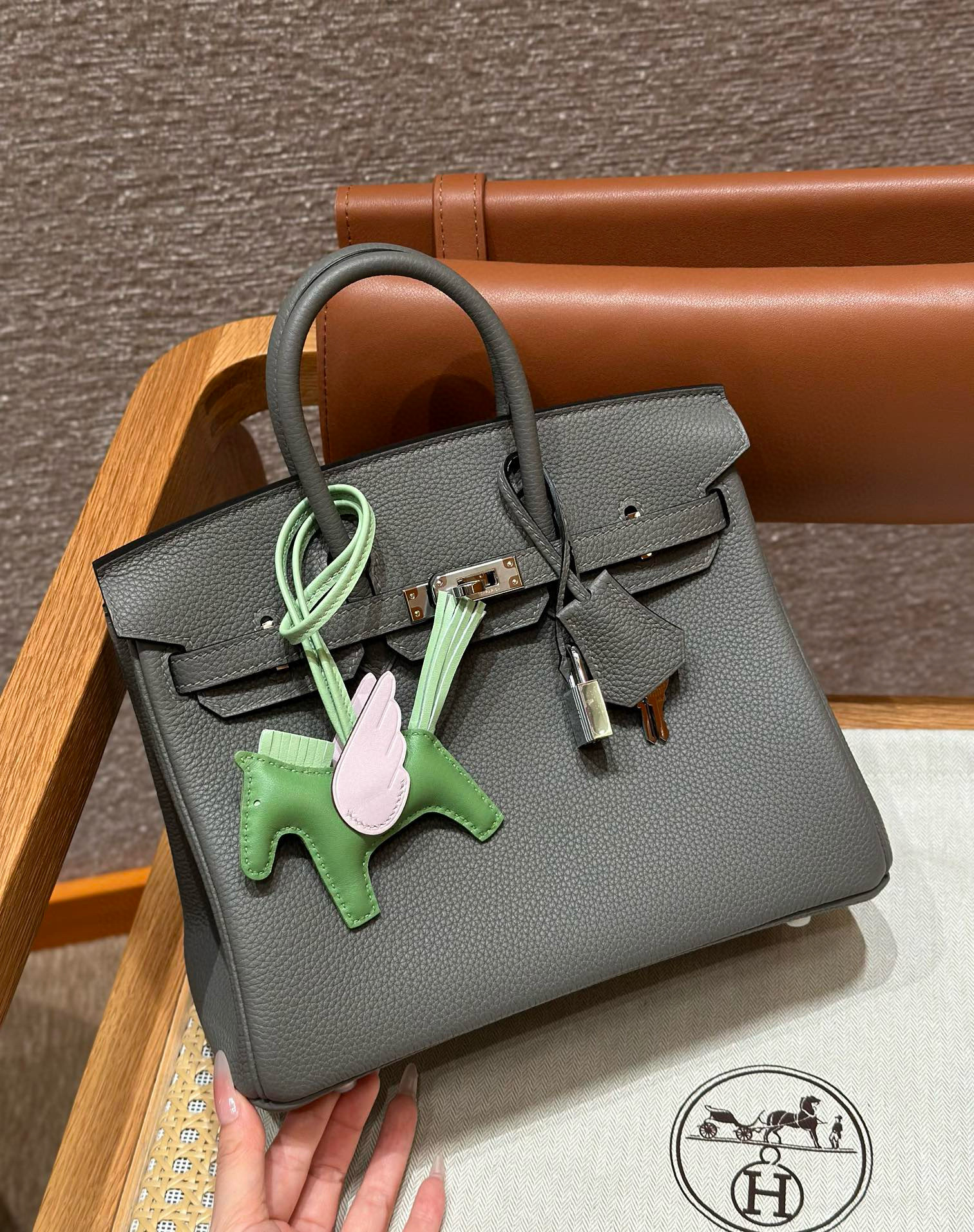 에르메스 Hermes Birkin 25cm Togo 0L Gris Meyer/silver