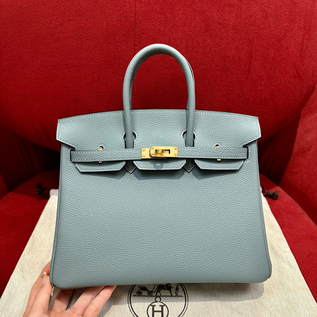 에르메스 Hermes Birkin 25cm Togo 7G Ciel/gold