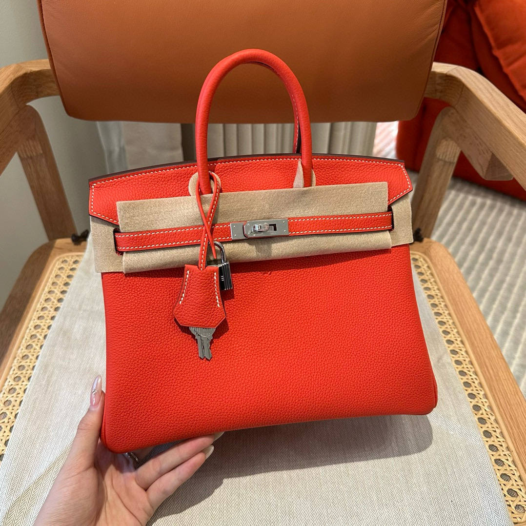 에르메스 Hermes Birkin 25cm Togo 9T Capucine/silver