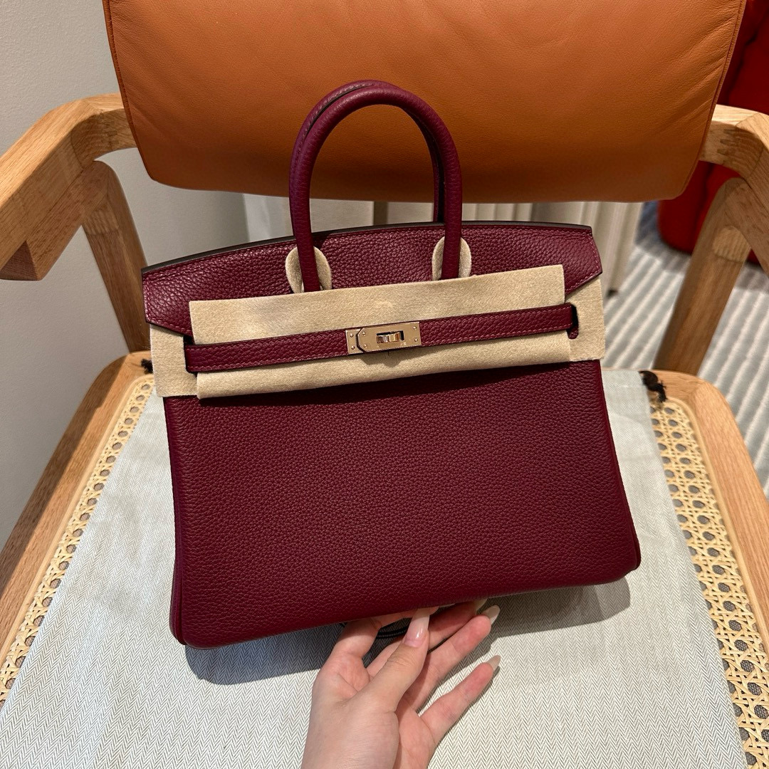 에르메스 Hermes Birkin 25cm Togo 57 Bordeaux and Q5 Rouge casaque/gold