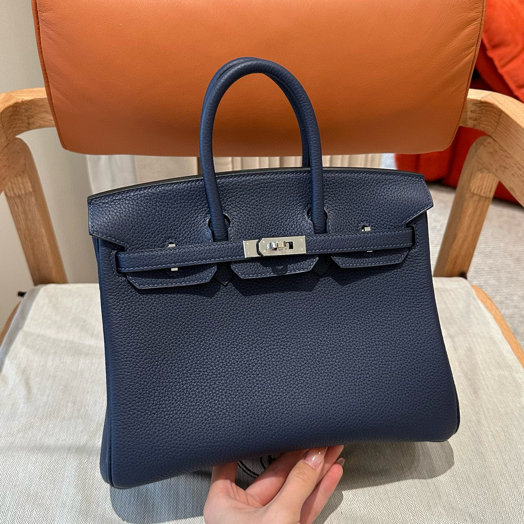 에르메스 Hermes Birkin 25cm Togo 73 Blue saphir/silver