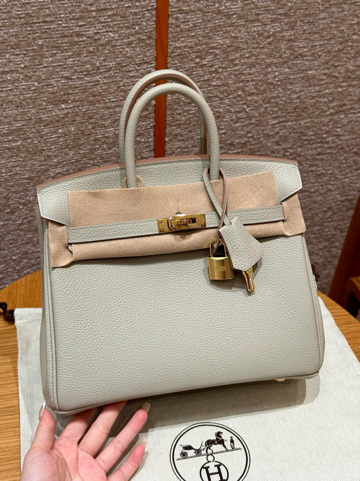 에르메스 Hermes Birkin 25cm Togo 80 Gris Perle/gold