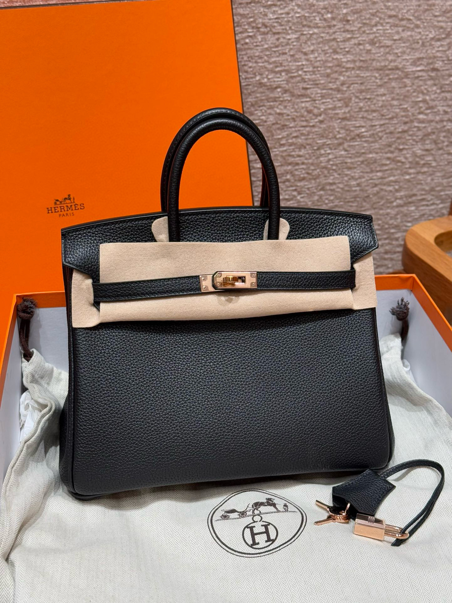 에르메스 Hermes Birkin 25cm Togo 89 Noir/Rose gold
