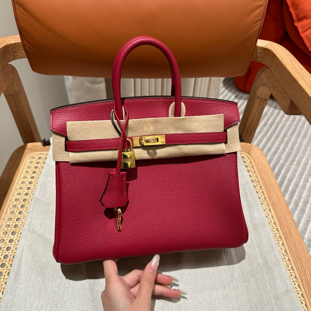 에르메스 Hermes Birkin 25cm Togo K1 Rouge grenat/gold