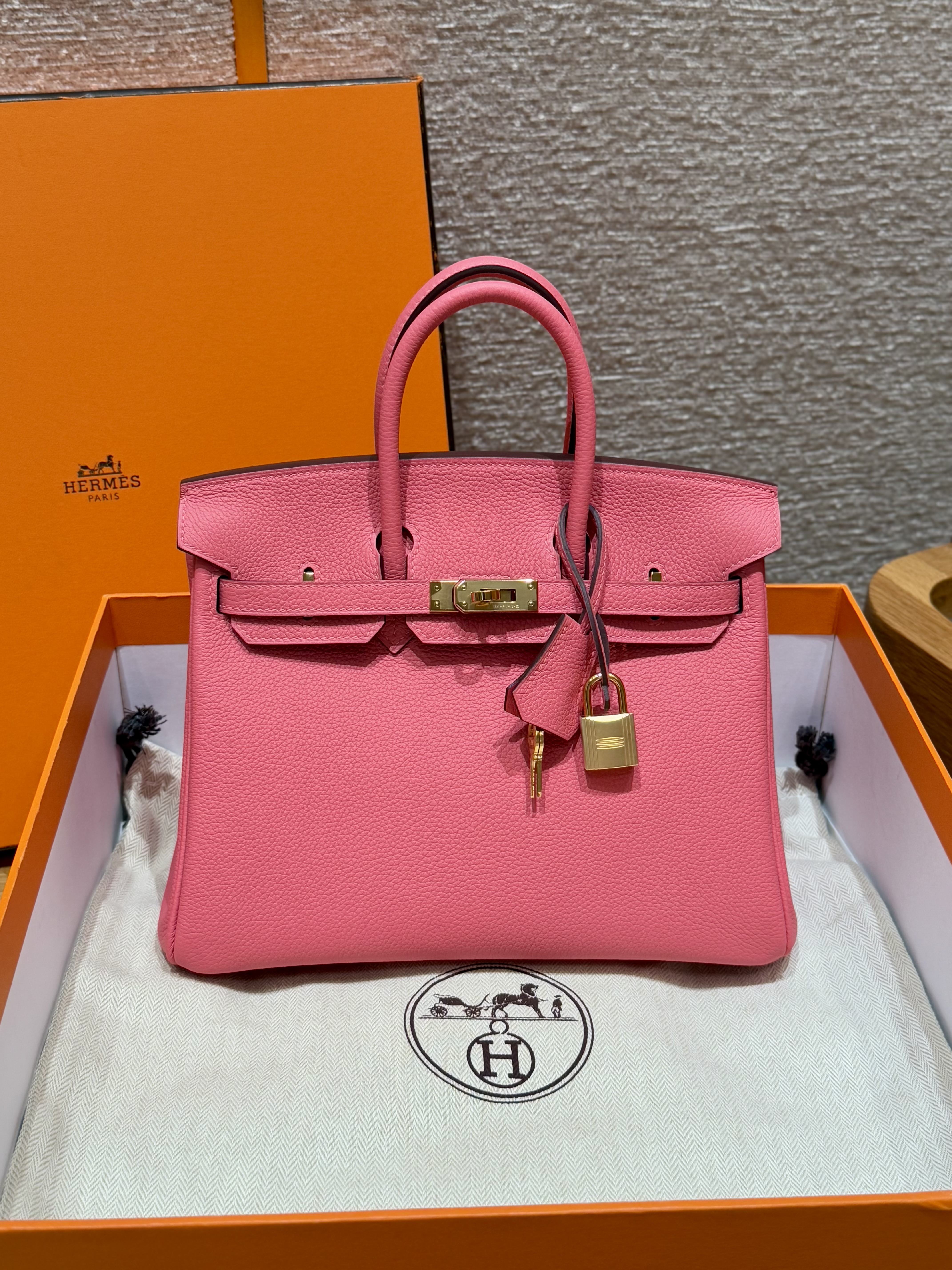 에르메스 Hermes Birkin 25cm Togo U5 Rose lipstick/silver