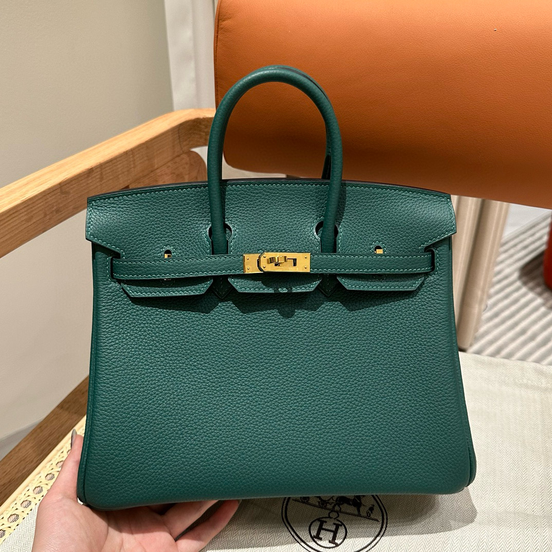 에르메스 Hermes Birkin 25cm Togo Z6 Malachite/gold