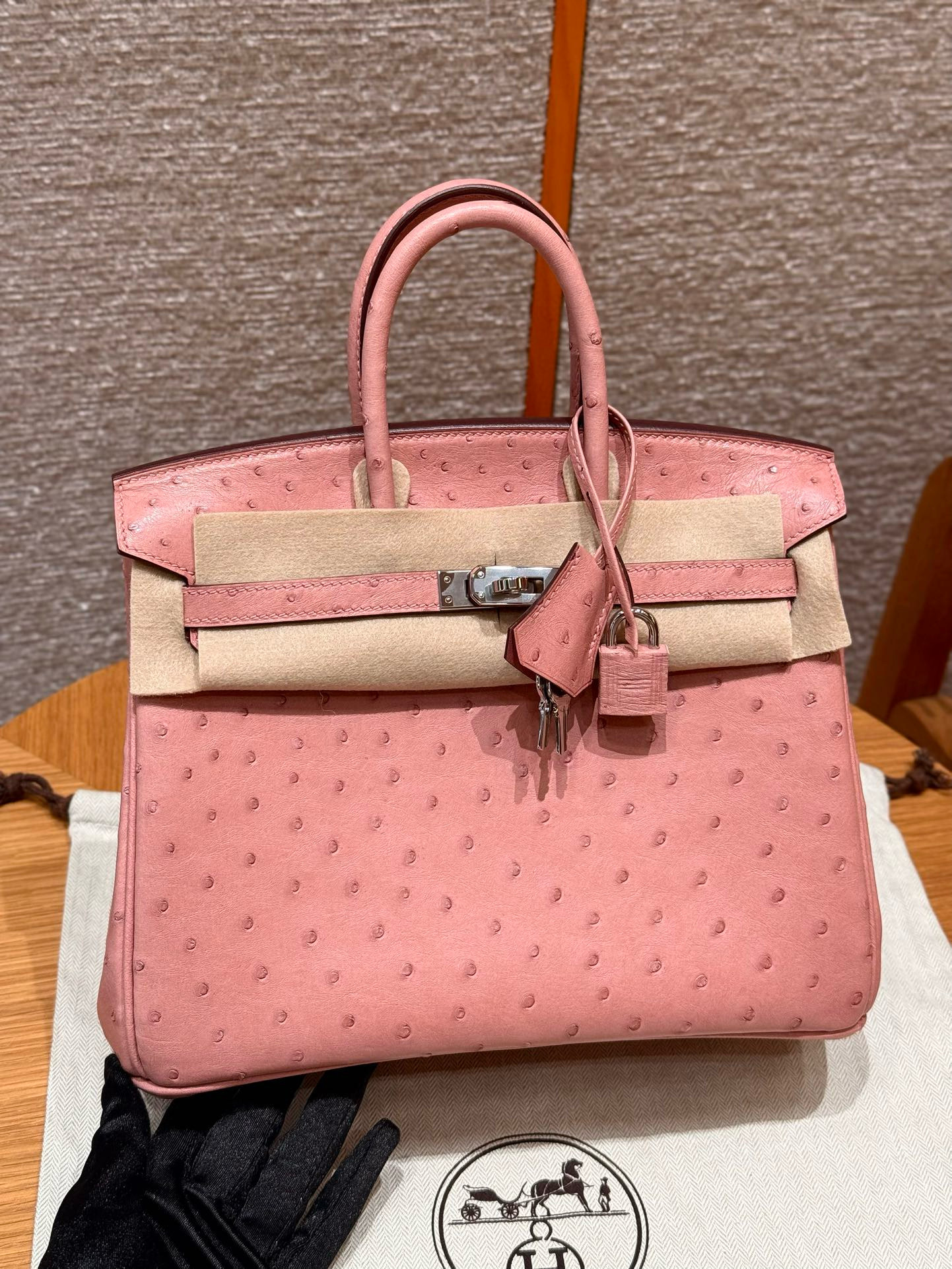 에르메스 Hermes Birkin 25cm KK ostrich 94 Terre Cuite/silver