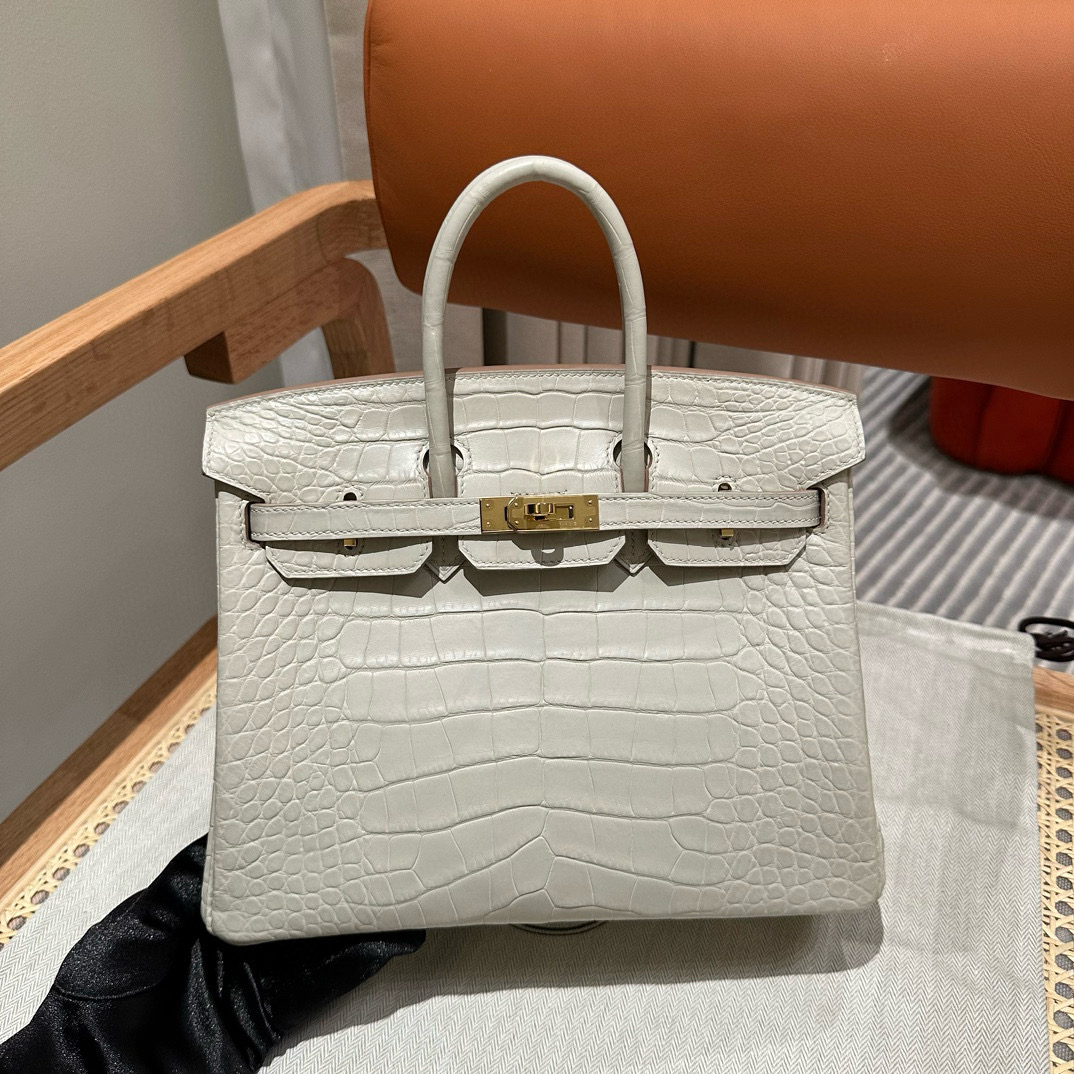 에르메스 Hermes Birkin 25cm Matte Alligator 8L Beton/gold