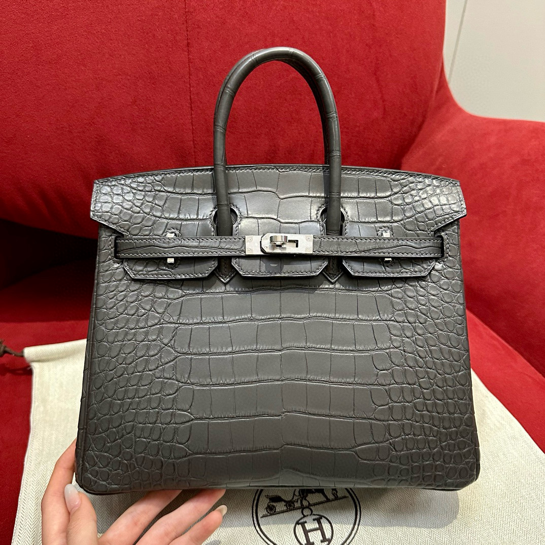 에르메스 Hermes Birkin 25cm Matte Alligator 88 Graphite/silver