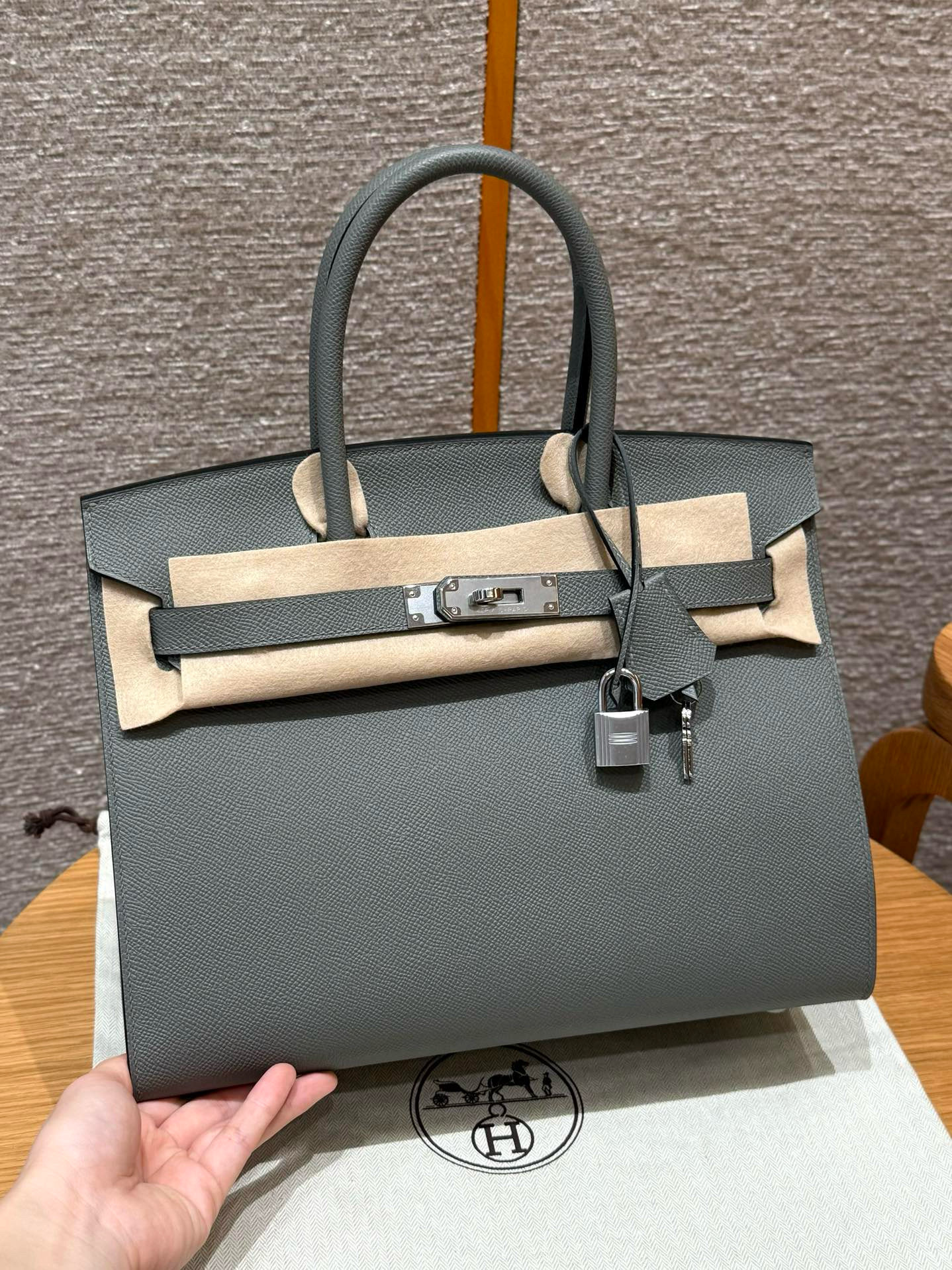 에르메스 Hermes Birkin 30cm Epsom 0L Girs Meyer/silver