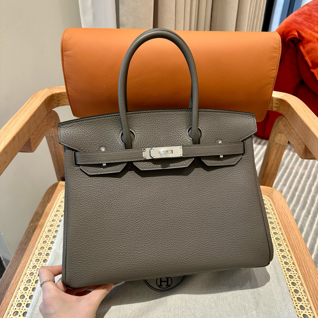 에르메스 Hermes Birkin 30cm Togo 8F Girs Etain/silver