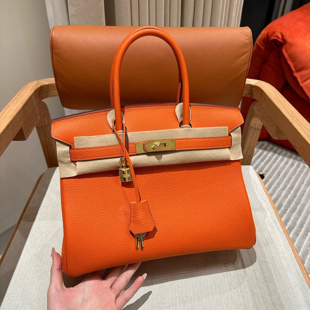 에르메스 Hermes Birkin 30cm Togo 9J Feu Orange/gold