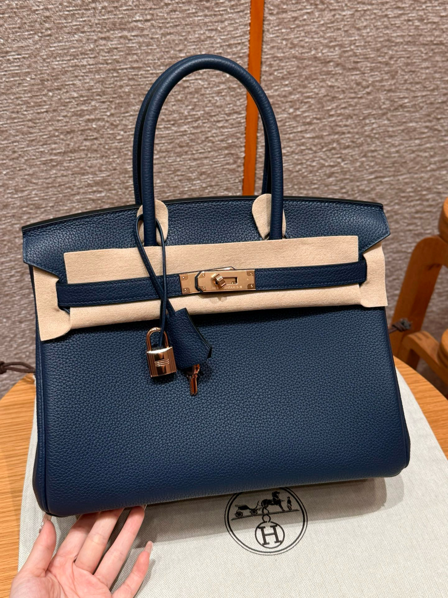 에르메스 Hermes Birkin 30cm Togo 73 Blue saphir/Rose gold
