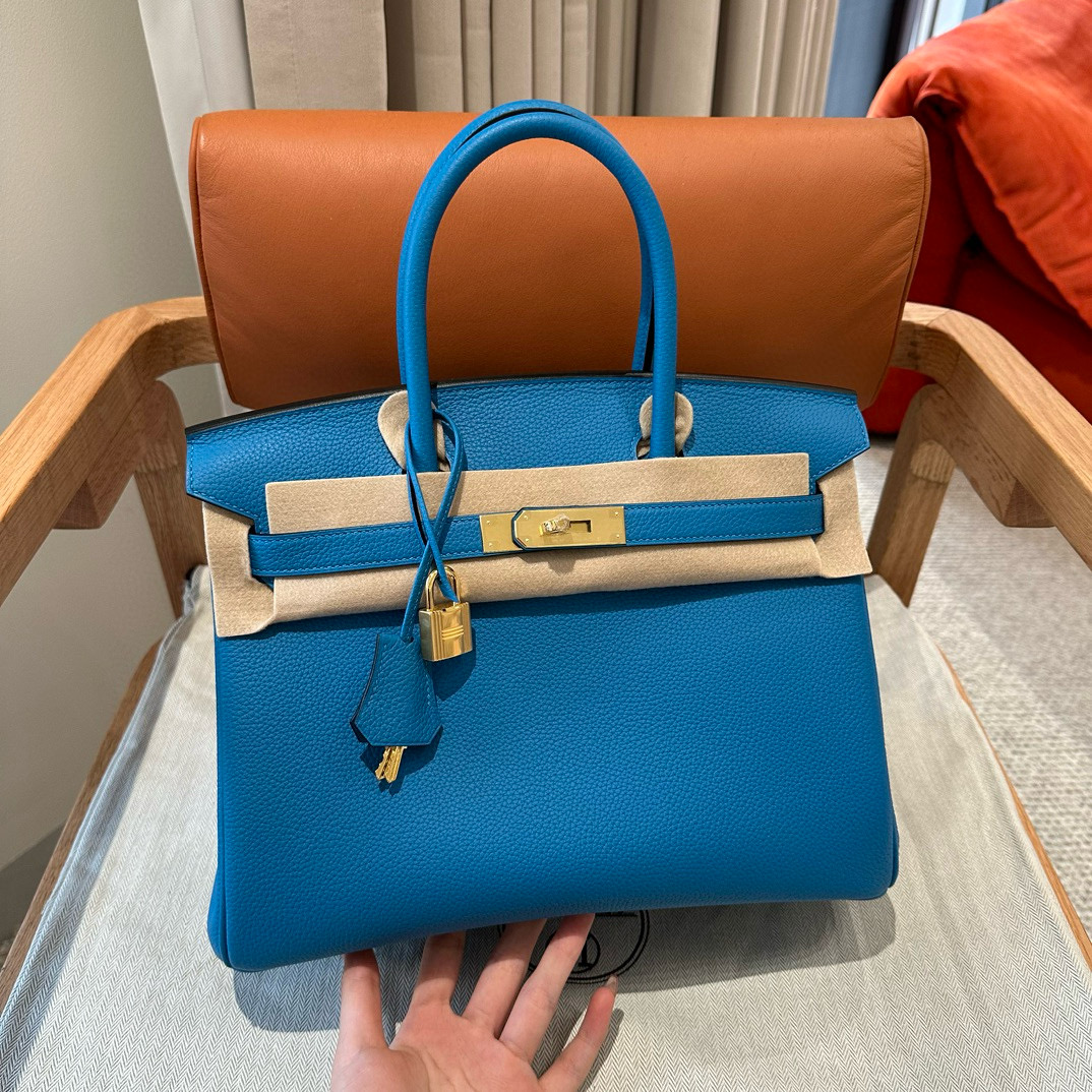 에르메스 Hermes Birkin 30cm Togo B3 Blue Zanzibar/gold