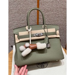 에르메스 Hermes Birkin 30cm Togo Q1 Sauge/silver