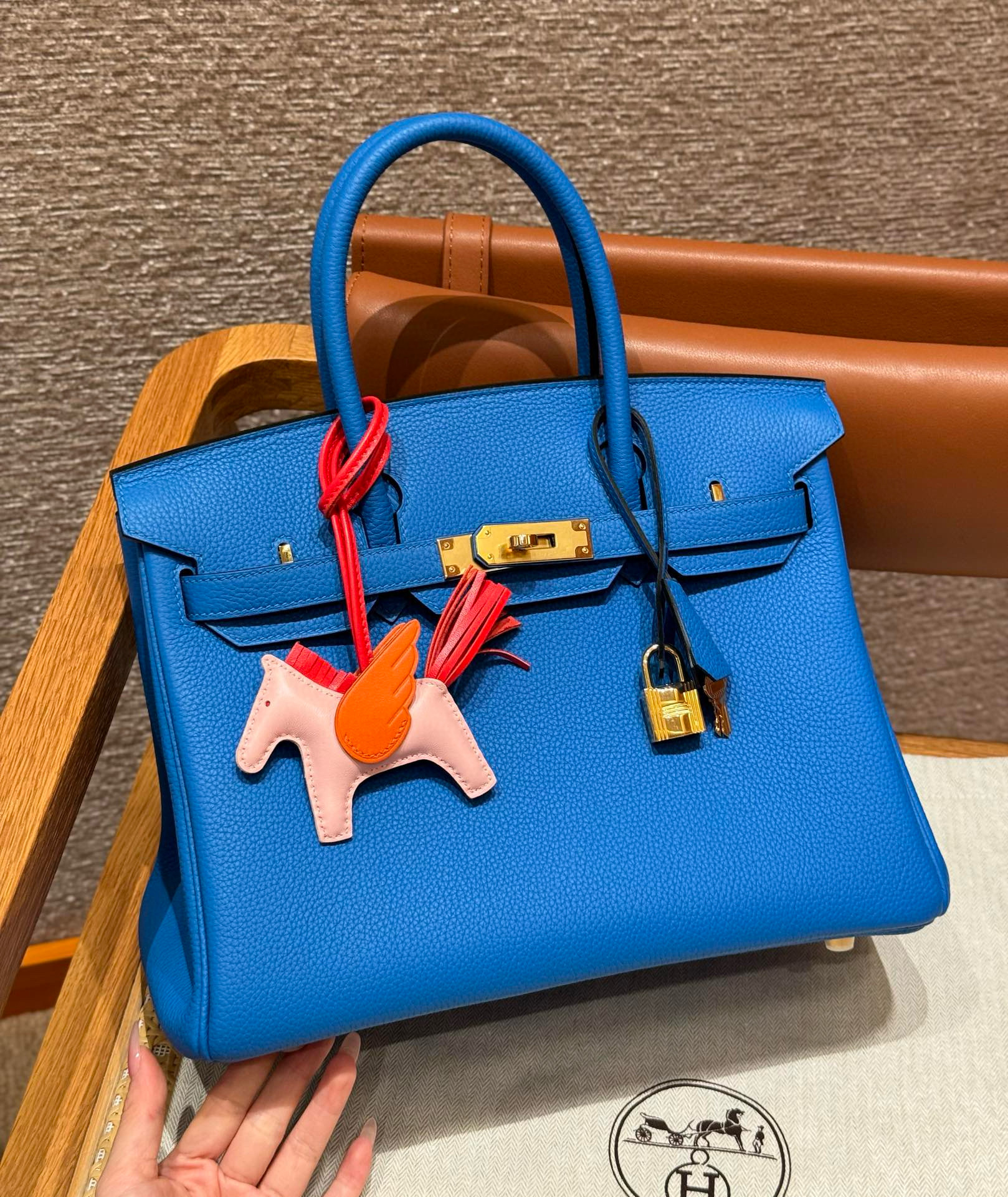 에르메스 Hermes Birkin 30cm Togo T7 Blue Hydra/gold