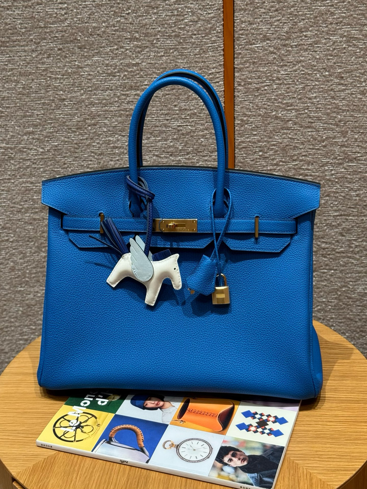 에르메스 Hermes Birkin 35cm Togo T7 Blue Hydra/gold