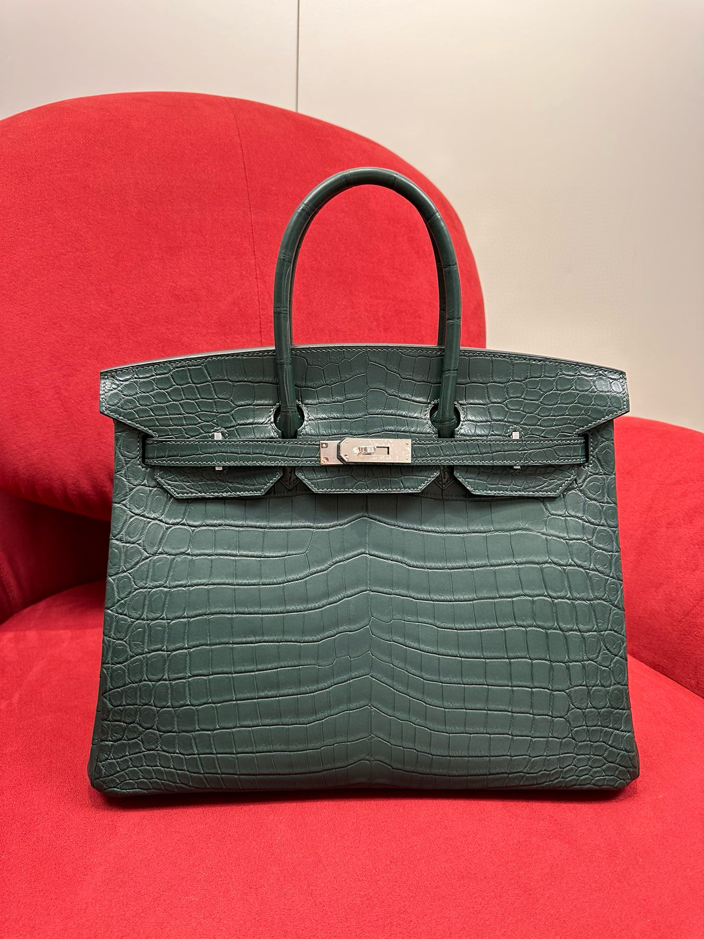에르메스 Hermes Birkin 35cm Niloticus 60 Vert cypress/silver