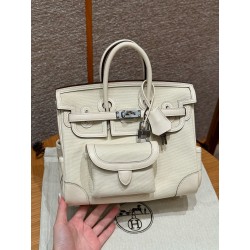에르메스 Hermes Birkin Cargo 25cm Canvas and Swift i2 Nata/silver