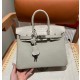 에르메스 Hermes Birkin Touch 25cm Togo and Matte Alligator 80 Gris Perle/silver
