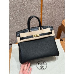 에르메스 Hermes Birkin Touch 25cm Togo and Matte Alligator 89 Noir/gold
