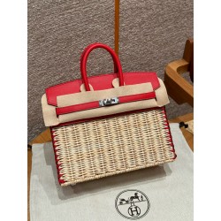 에르메스 Hermes Birkin Picnic 25cm Swift Q5 Rouge casaque/silver