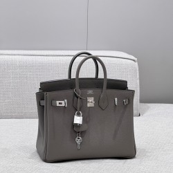 에르메스 Hermes Brikin 25cm Togo 0L Girs Meyer/silver